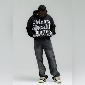 Mental Health Matters Euphoria Size M Black Hooded Swearshirt NWT